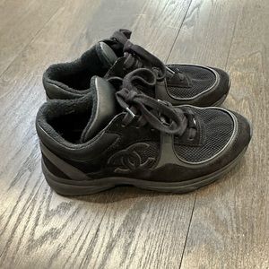 Black Interlocking CC Logo Chunky Sneakers